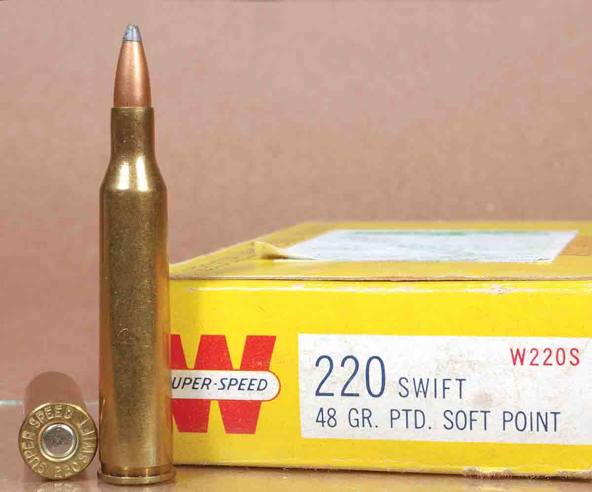 These Winchester 48-grain Super Speed pointed softpoints were Winchester’s original load for the .220 Swift. They had  an average speed of 4,000 fps from the 26-inch barrel of a Model 70 Varmint.